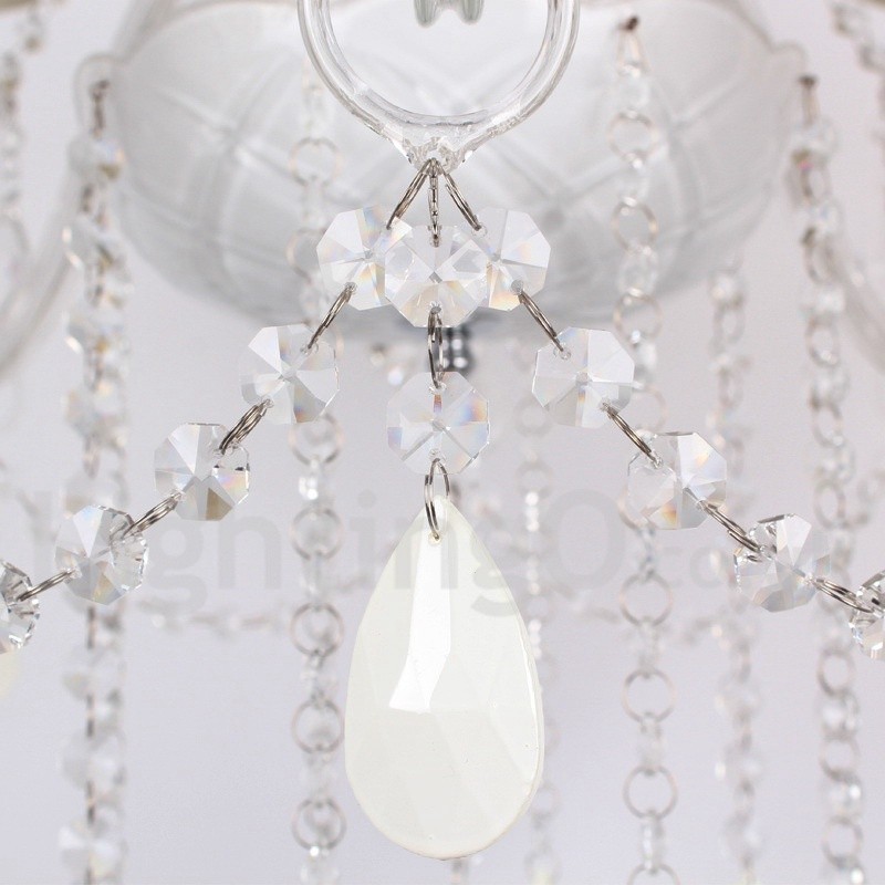 Lampadario classico a 3 luci in stile candela, cristallo K9 bianco