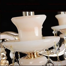 Lampadario a sospensione europeo in lega di zinco con imitazione di giada e cristallo