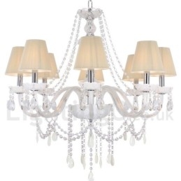 Lampadario a candela bianco K9 a 8 luci