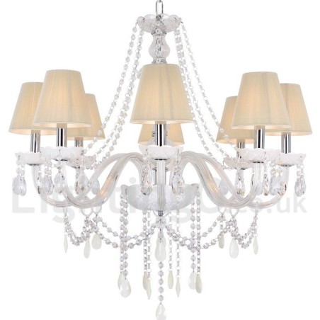 Lampadario a candela bianco K9 a 8 luci