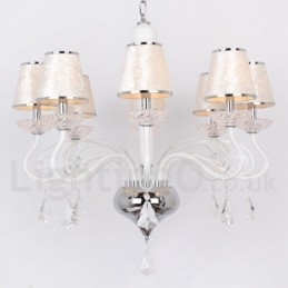 Lampadario contemporaneo a 8 luci in stile candela con cristallo K9 bianco