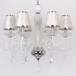 Lampadario contemporaneo a 6 luci in stile candela in cristallo K9 bianco