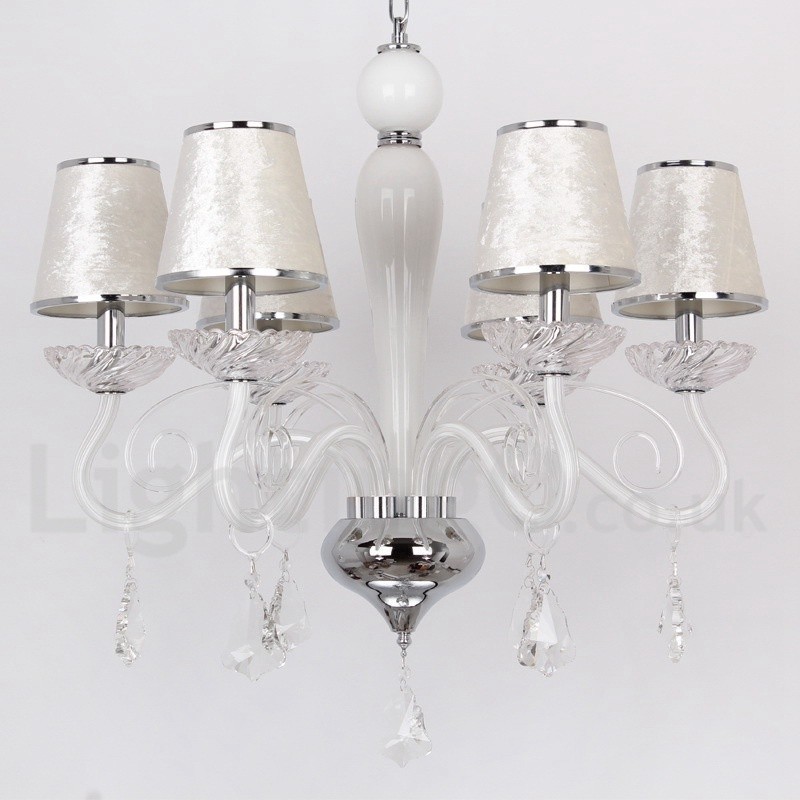 Lampadario contemporaneo a 6 luci in stile candela in cristallo K9 bianco