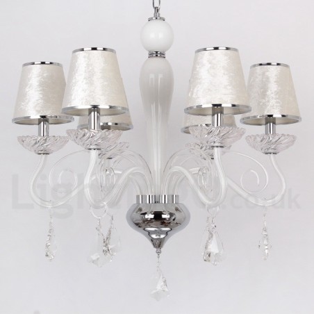 Lampadario contemporaneo a 6 luci in stile candela in cristallo K9 bianco