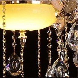 Lampadario a sospensione europeo in lega di zinco con imitazione di giada e cristallo