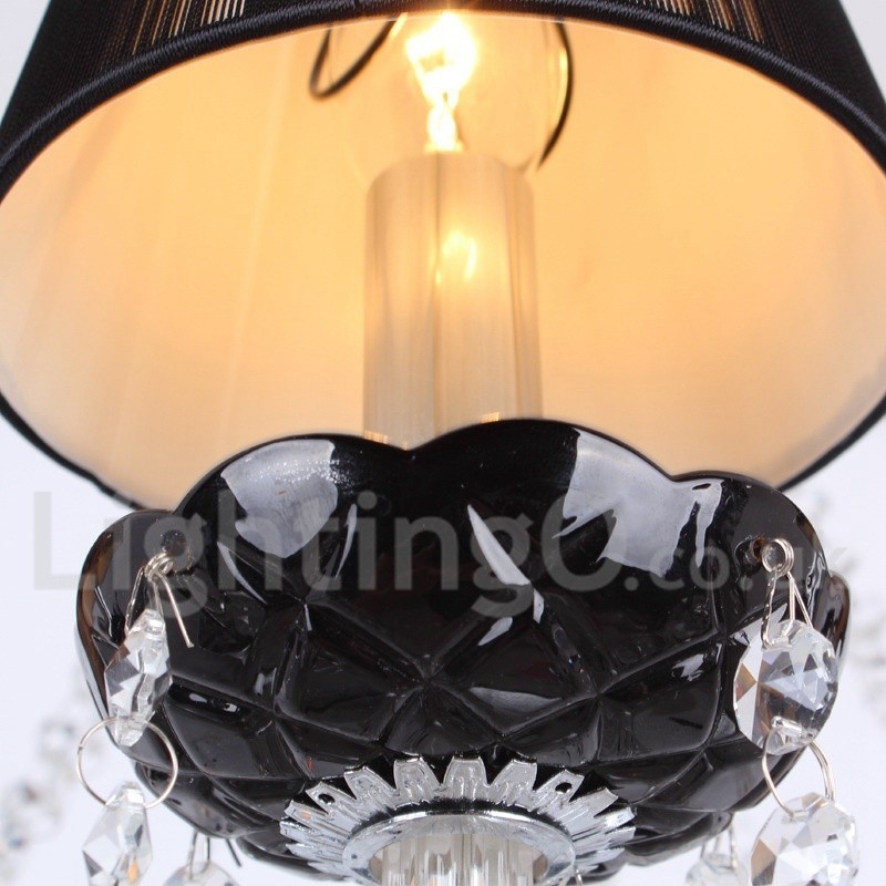 Lampadario a candela in cristallo K9 nero spazzolato a 8 luci