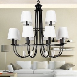 Lampadario a candela rustico mediterraneo retrò nero 12 luci