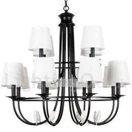 Lampadario a candela rustico mediterraneo retrò nero 12 luci