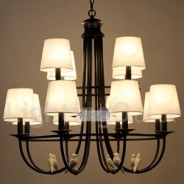 Lampadario a candela rustico mediterraneo retrò nero 12 luci
