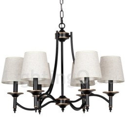 Lampadario a candela nero retrò rustico a 6 luci