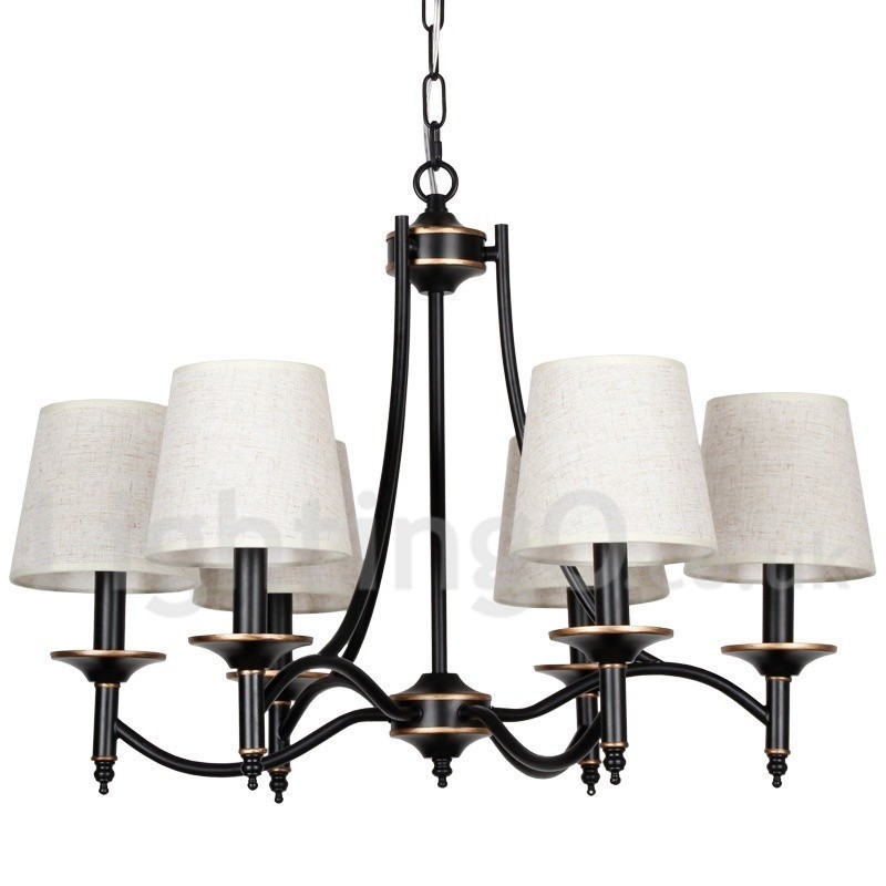 Lampadario a candela nero retrò rustico a 6 luci