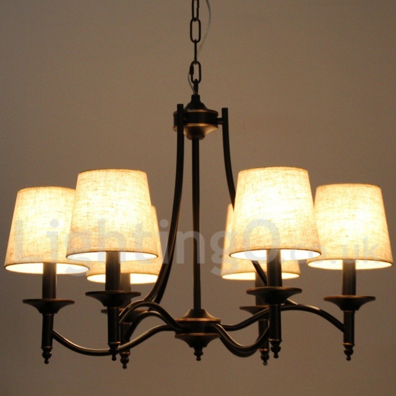 Lampadario a candela nero retrò rustico a 6 luci