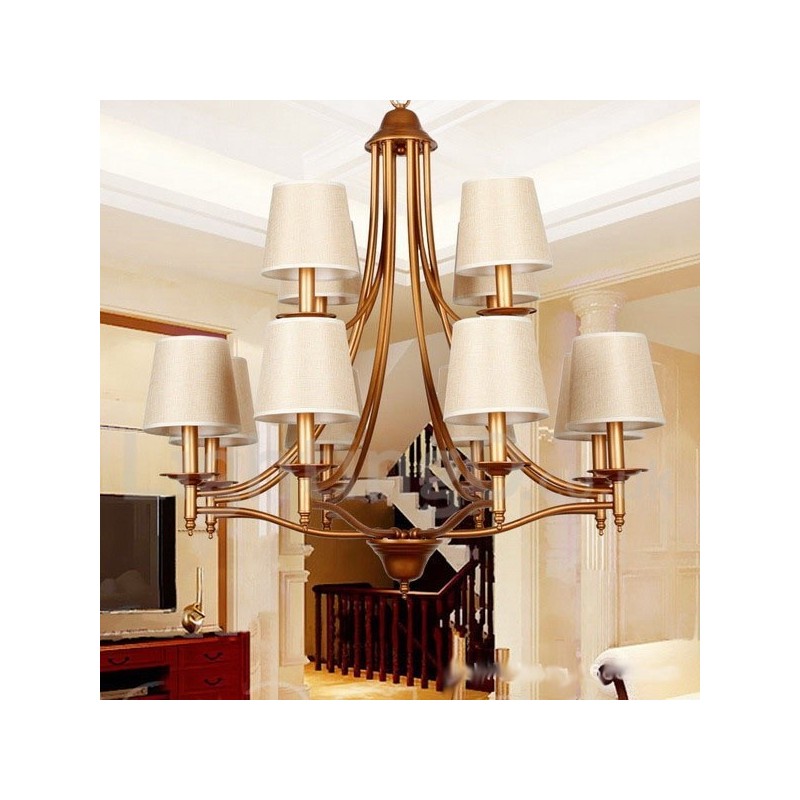 Lampadario a candela a 12 luci in stile rustico retrò mediterraneo