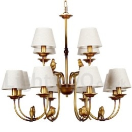 Lampadario vintage rustico moderno a 12 luci con paralumi in tessuto