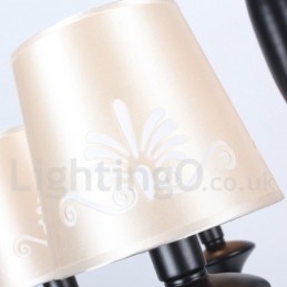 Lampadario a 6 luci stile mediterraneo a candela con paralumi in tessuto