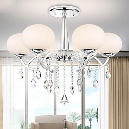 Lampadario contemporaneo in metallo elettroplaccato e cristallo, argento, 1 luce