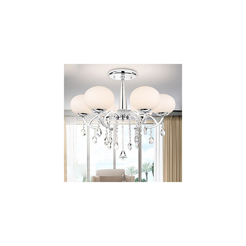 Lampadario contemporaneo in metallo elettroplaccato e cristallo, argento, 1 luce