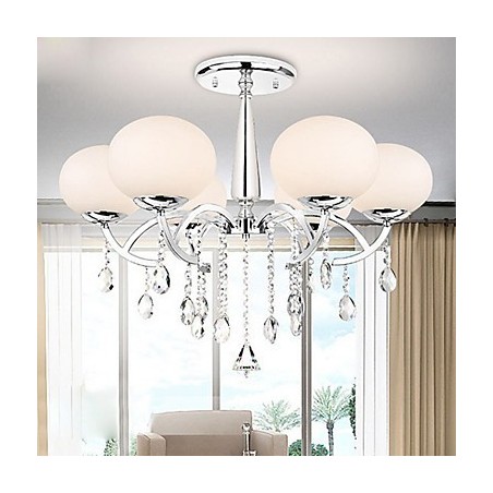 Lampadario contemporaneo in metallo elettroplaccato e cristallo, argento, 1 luce