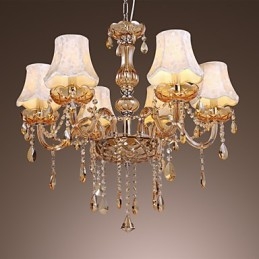 Lampadario classico europeo a 6 luci con cristallo K9
