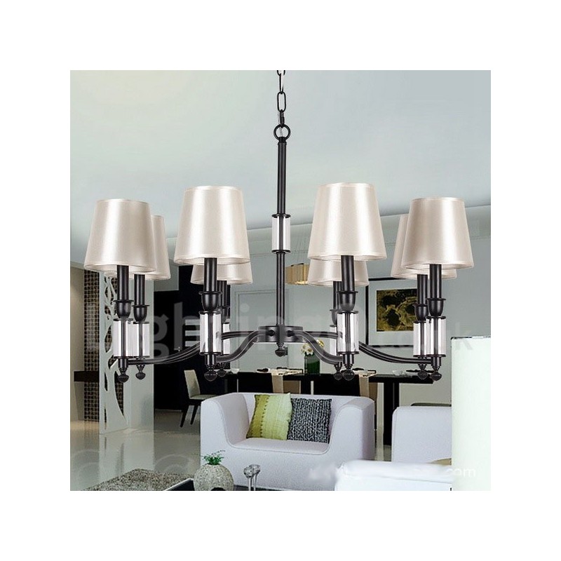 Lampadario retrò/vintage a 8 luci in stile candela nero