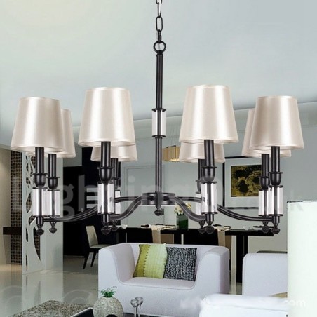 Lampadario retrò/vintage a 8 luci in stile candela nero