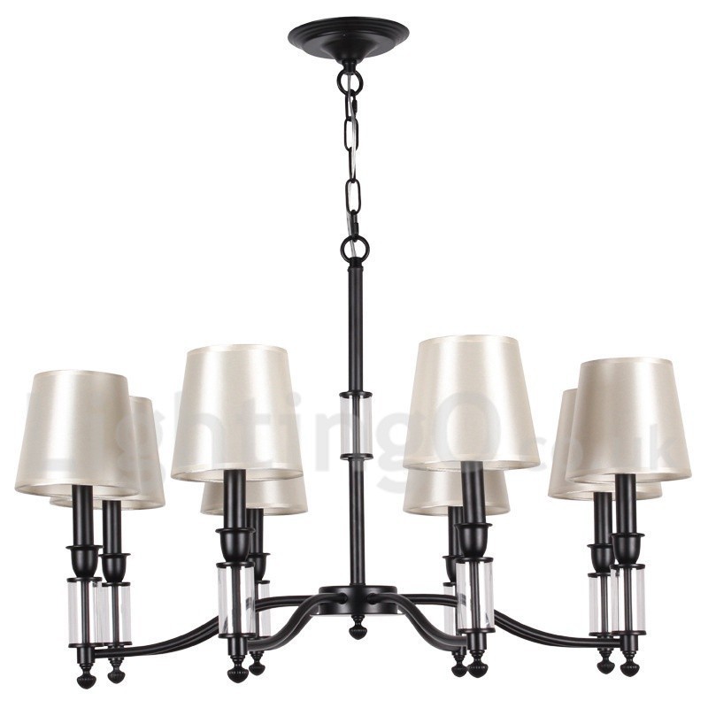 Lampadario retrò/vintage a 8 luci in stile candela nero
