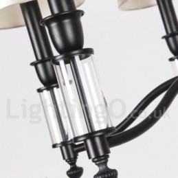 Lampadario retrò/vintage a 8 luci in stile candela nero