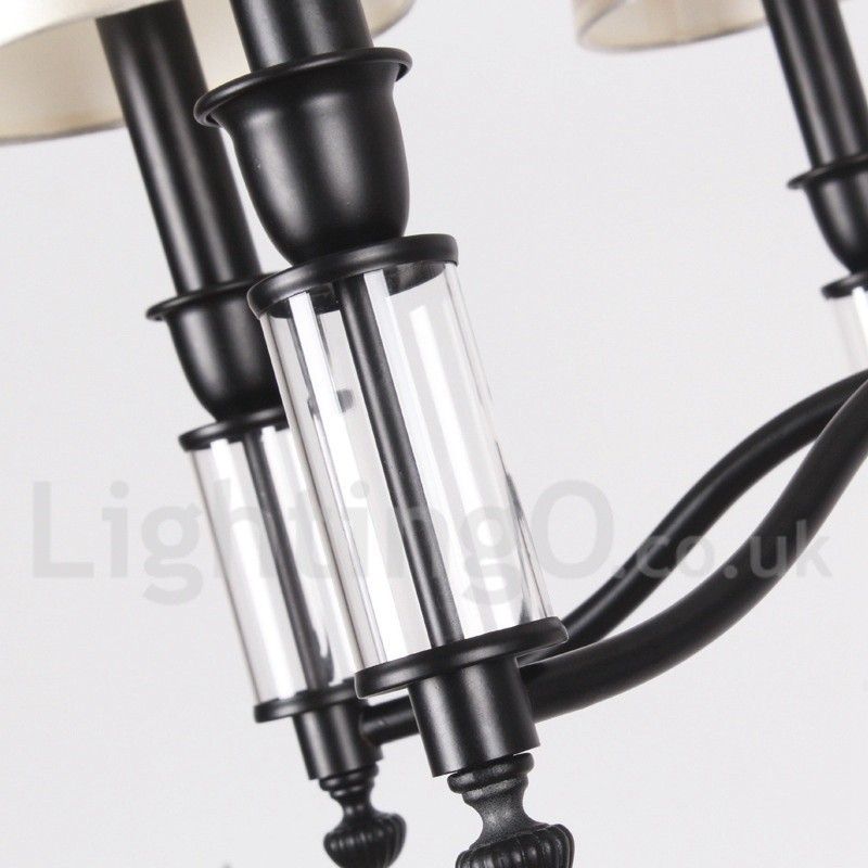 Lampadario retrò/vintage a 8 luci in stile candela nero