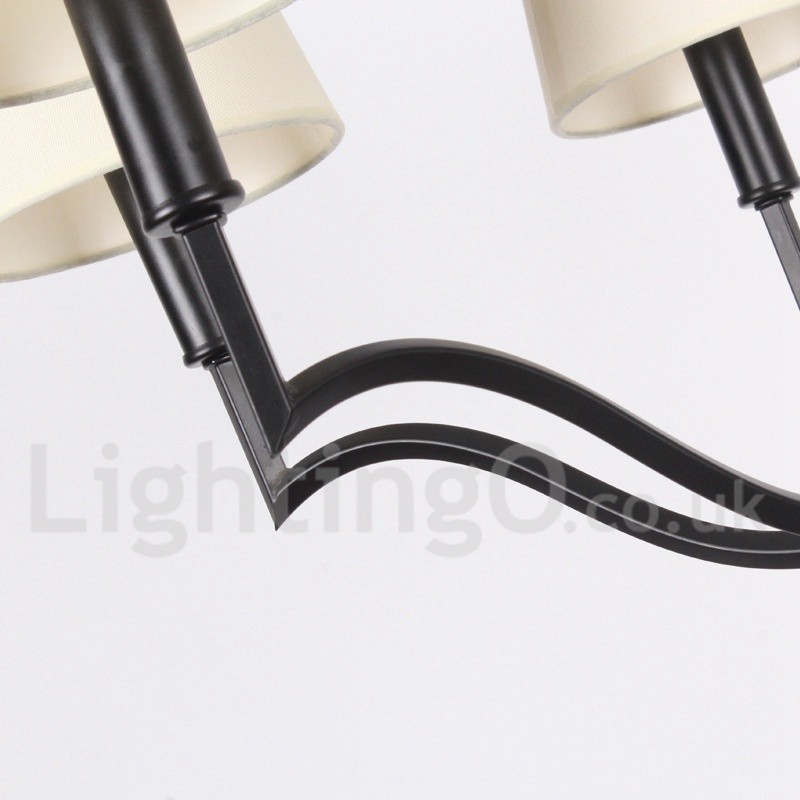 Lampadario classico a 8 luci in stile candela con paralumi in tessuto