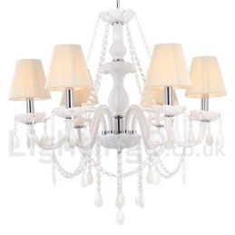 Lampadario a 6 luci in stile candela in cristallo bianco K9