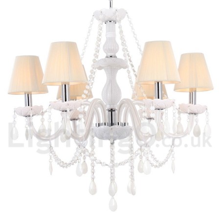 Lampadario a 6 luci in stile candela in cristallo bianco K9