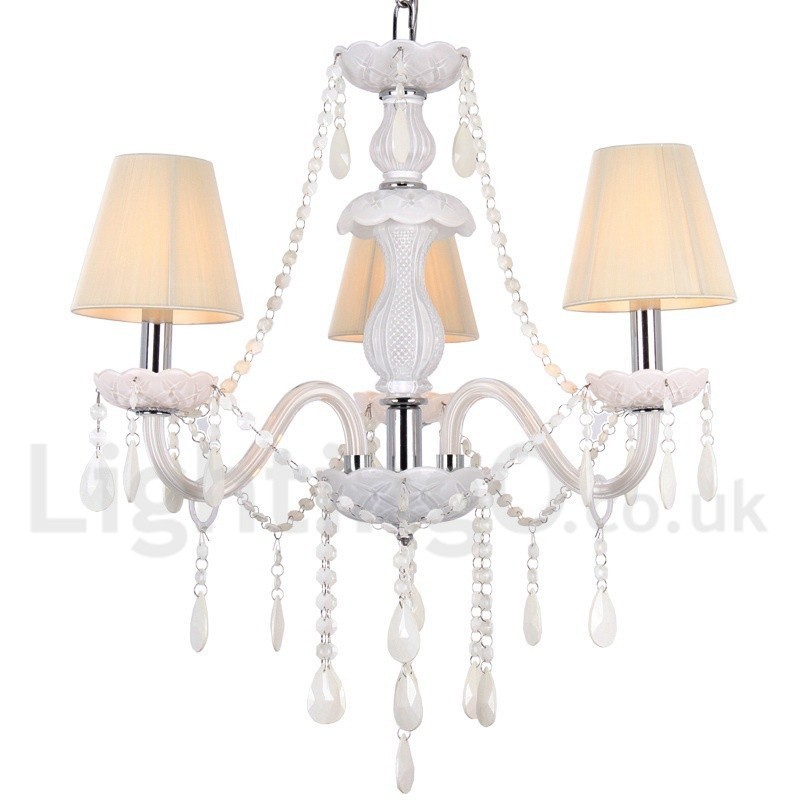 Lampadario a 3 luci in stile candela con cristallo bianco K9