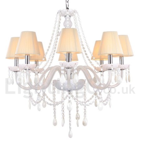 Lampadario a candela 8 luci in cristallo bianco K9