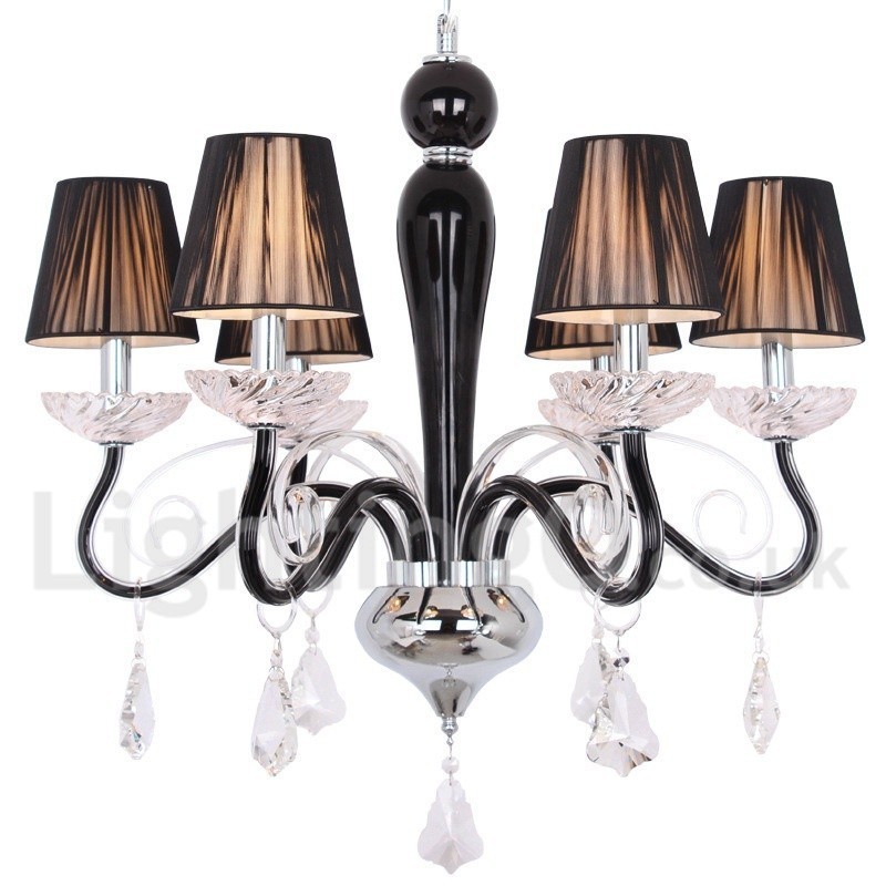 Lampadario contemporaneo a 6 luci stile candela in cristallo K9 bianco
