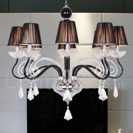 Lampadario contemporaneo a 8 luci stile candela in cristallo K9 bianco