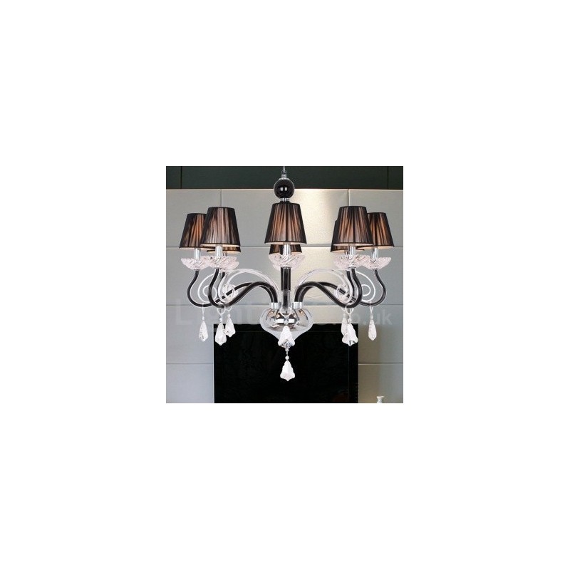 Lampadario contemporaneo a 8 luci stile candela in cristallo K9 bianco
