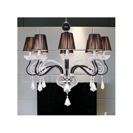 Lampadario contemporaneo a 8 luci stile candela in cristallo K9 bianco