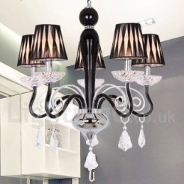 Lampadario contemporaneo a 5 luci stile candela in cristallo K9 bianco