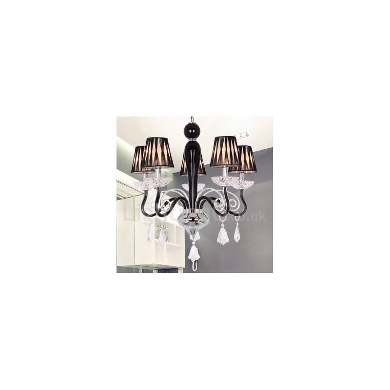 Lampadario contemporaneo a 5 luci stile candela in cristallo K9 bianco