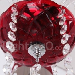 Lampadario a candela in cristallo K9 rosso a 6 luci E14