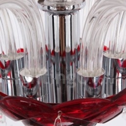 Lampadario a candela in cristallo K9 rosso a 6 luci E14