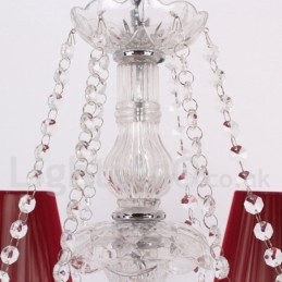 Lampadario a candela in cristallo K9 rosso a 6 luci E14