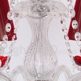 Lampadario a candela in cristallo K9 rosso a 6 luci E14