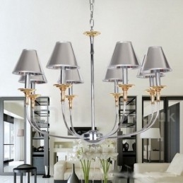 Lampadario a candela moderno cromato 8 luci
