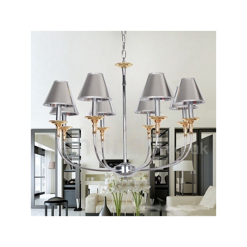 Lampadario a candela moderno cromato 8 luci