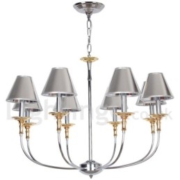 Lampadario a candela moderno cromato 8 luci