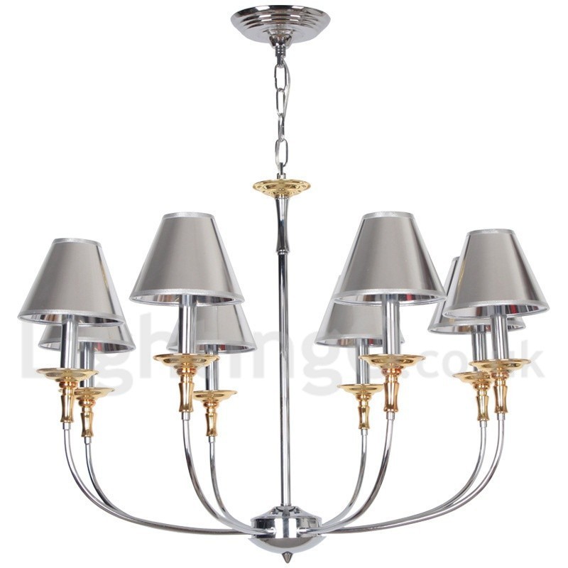 Lampadario a candela moderno cromato 8 luci