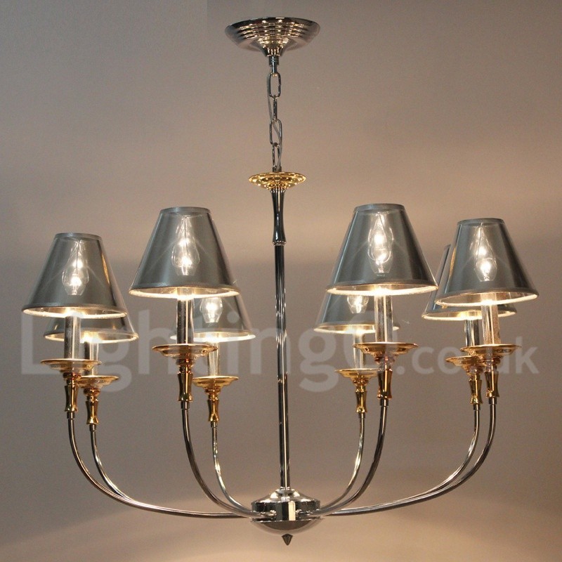 Lampadario a candela moderno cromato 8 luci