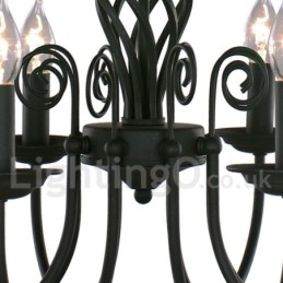 Lampadario a 5 luci stile candela nero retrò in acciaio