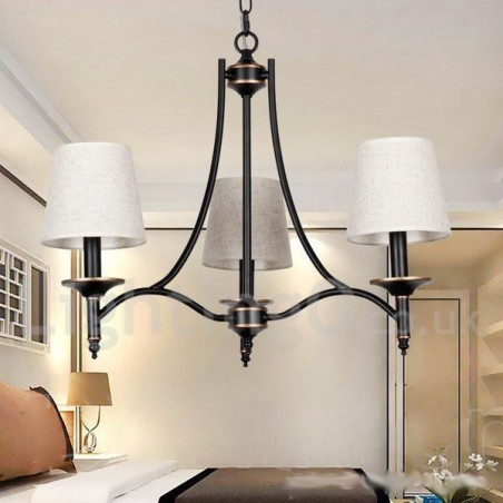 Lampadario a candela nero a 3 luci stile rétro rustico